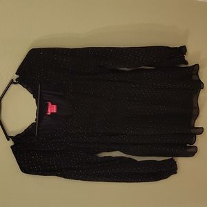Black top with gold dots and sheer sleeves- Large